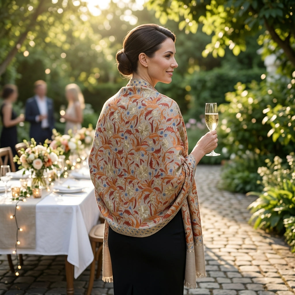 Heritage Nalki - Fine Cashmere Wool Shawl with Intricate Silk Embroidery