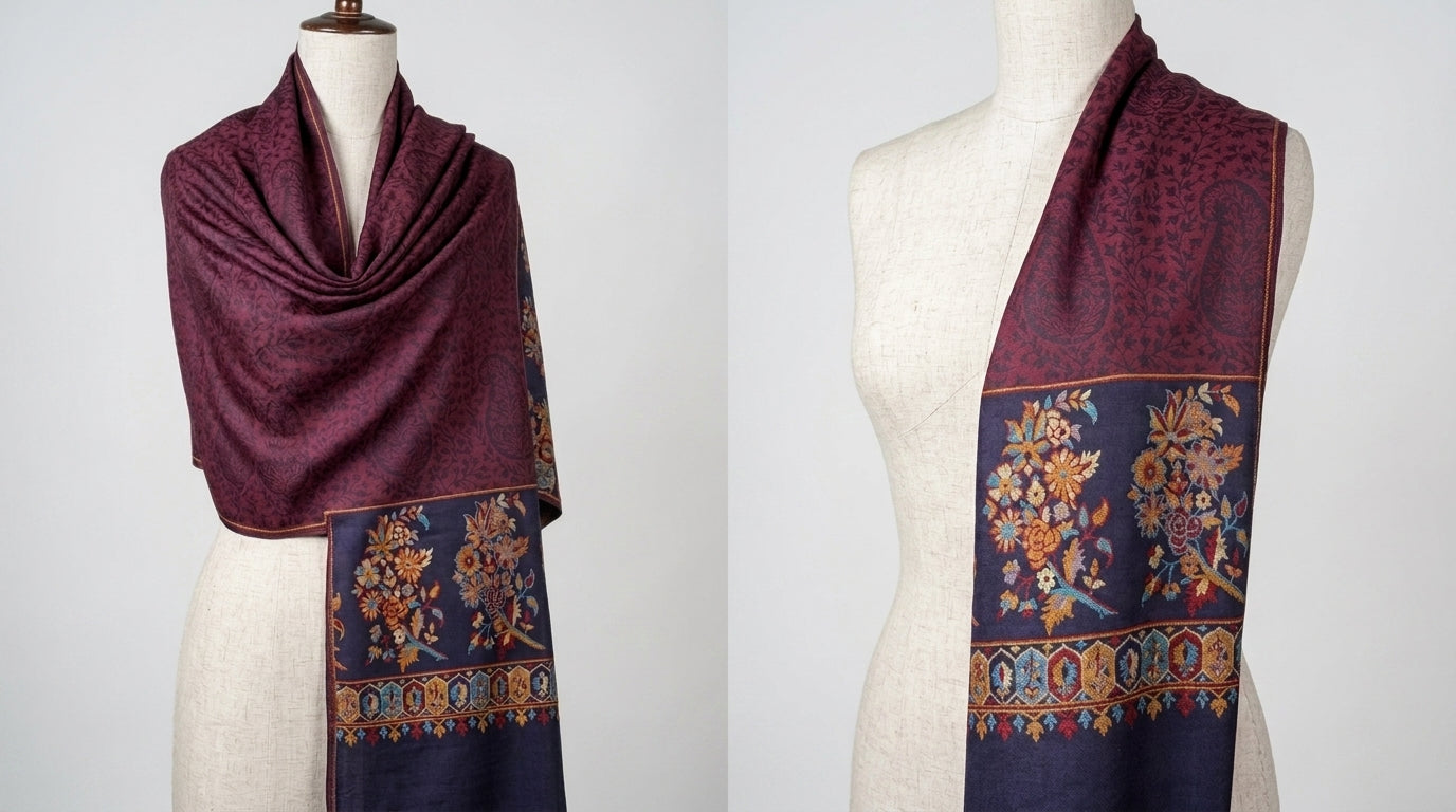 Ambi Motif - Soft Shawl with Intricate Floral Motifs in Jacquard Weave