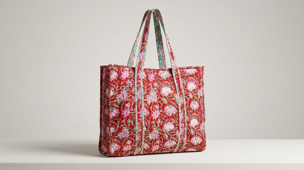 The Mélange - Hand-block Printed Quilted Cotton Tote