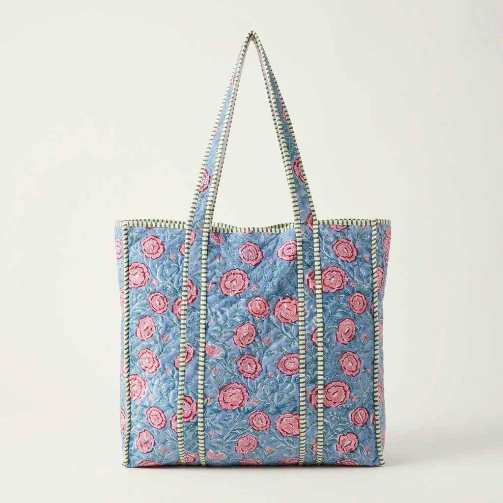 The Mélange - Hand-block Printed Quilted Cotton Tote
