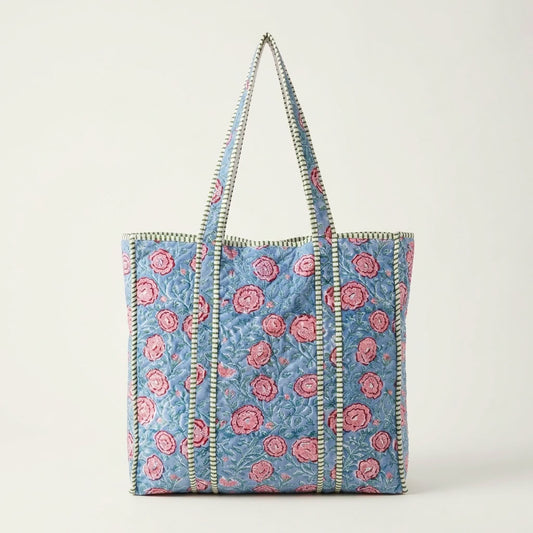 The Mélange - Hand-block Printed Quilted Cotton Tote