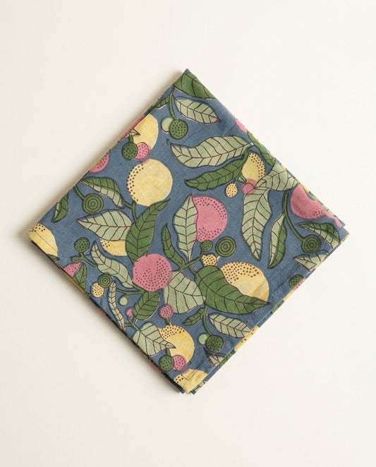 Lemon & Leaf - Hand-block Printed, Soft Cotton Napkins