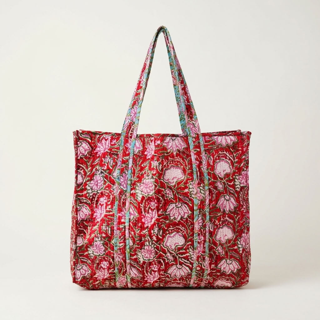 The Mélange - Hand-block Printed Quilted Cotton Tote