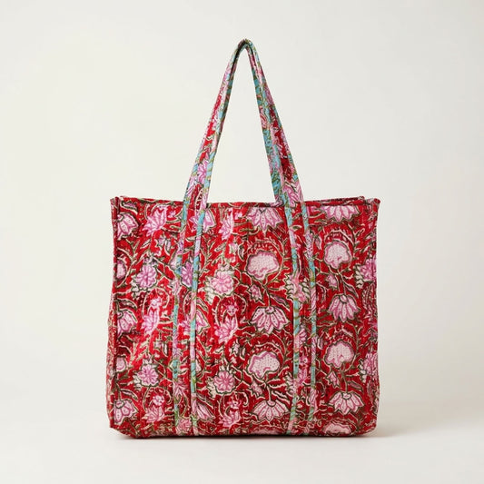 The Mélange - Hand-block Printed Quilted Cotton Tote