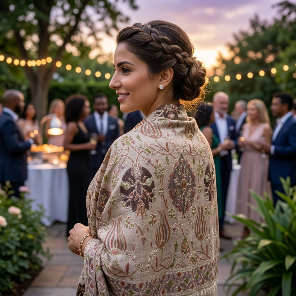 Heritage Nalki - Fine Cashmere Wool Shawl with Intricate Silk Embroidery