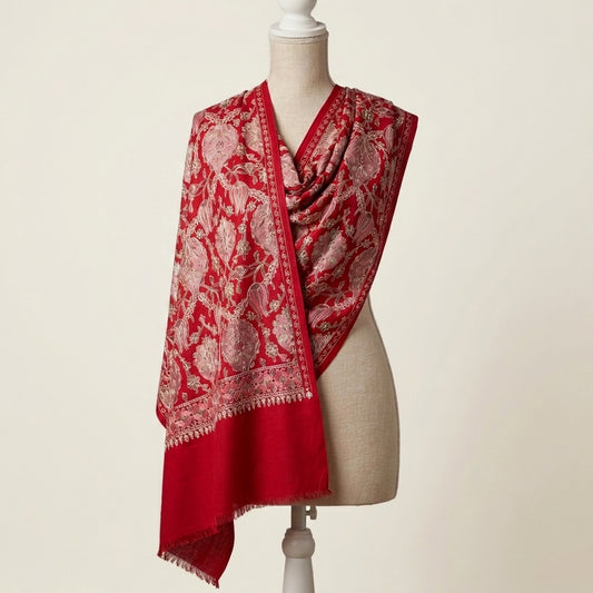 Heritage Nalki - Fine Cashmere Wool Shawl with Intricate Silk Embroidery