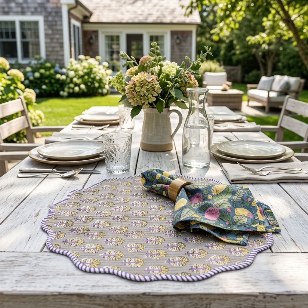 Lemon & Leaf - Hand-block Printed, Soft Cotton Napkins
