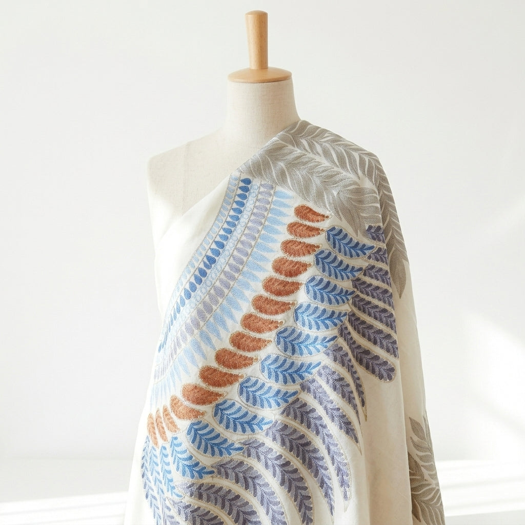 Eclectic Cashmira - Fine Cashmere Wool Shawl with Intricate Silk Embroidery
