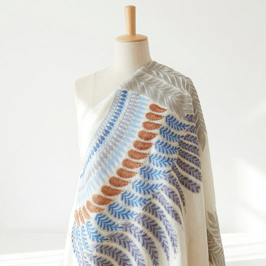 Eclectic Cashmira - Fine Cashmere Wool Shawl with Intricate Silk Embroidery