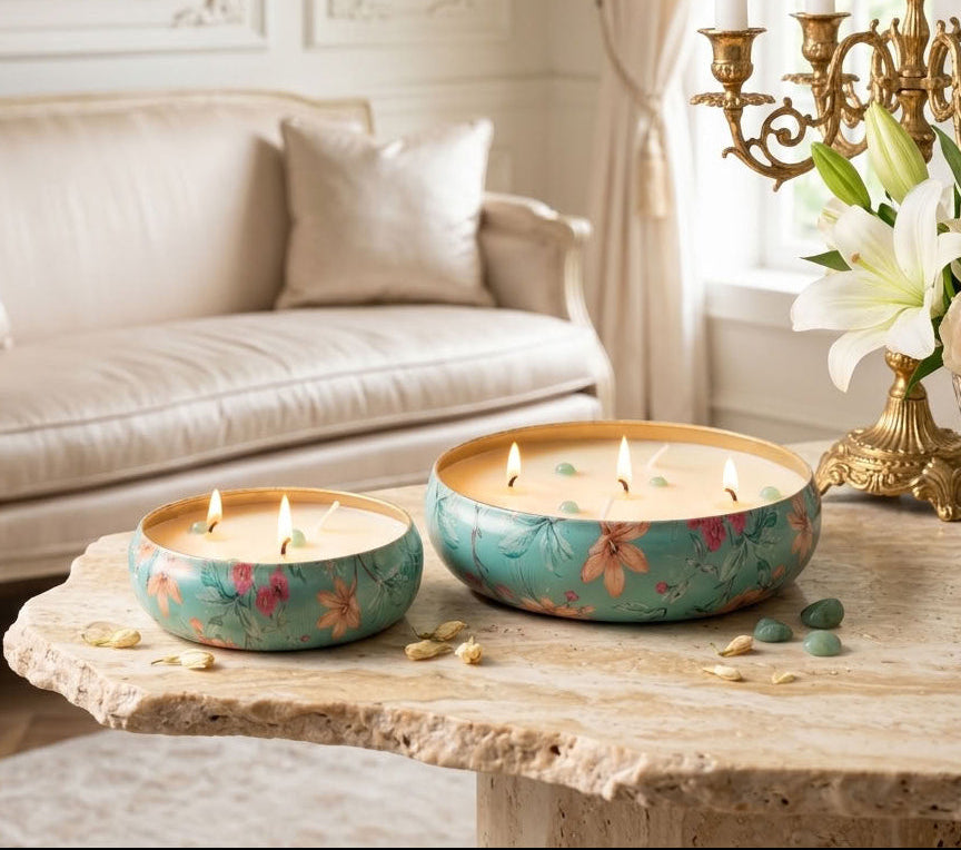 Tranquil Turquoise - Luxe Soy Candle in Handcrafted Metal Urli Bowl