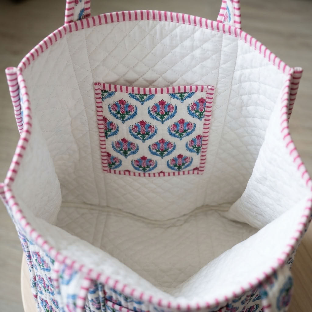 The Mélange - Hand-block Printed Quilted Cotton Tote