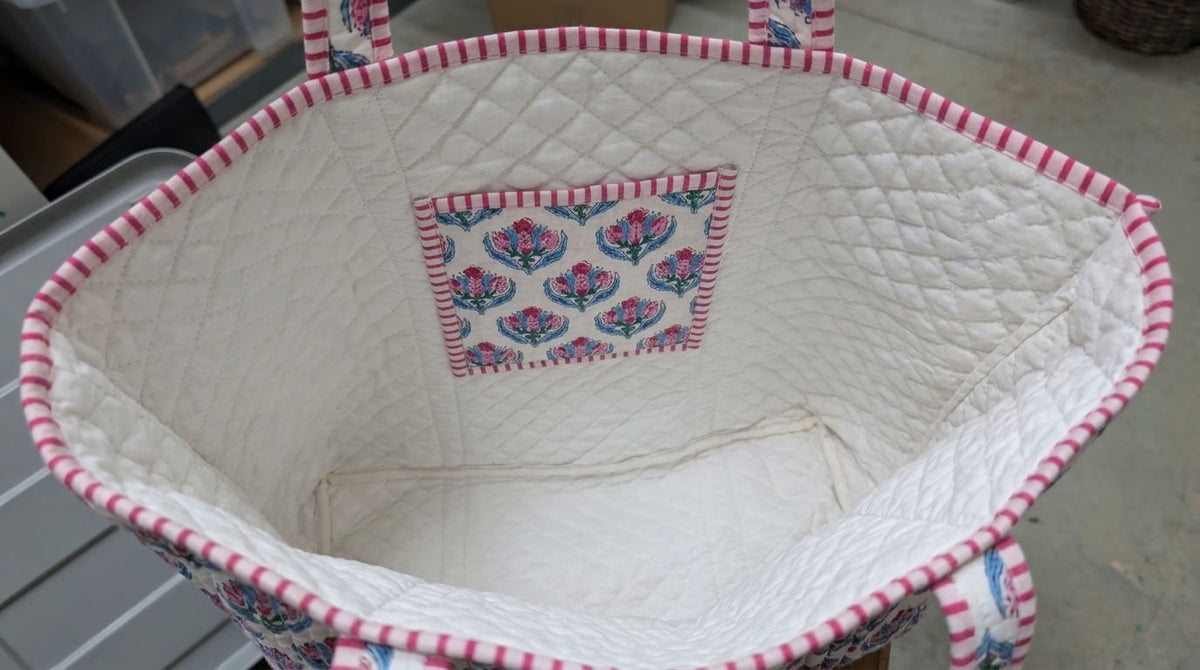 The Mélange - Hand-block Printed Quilted Cotton Tote