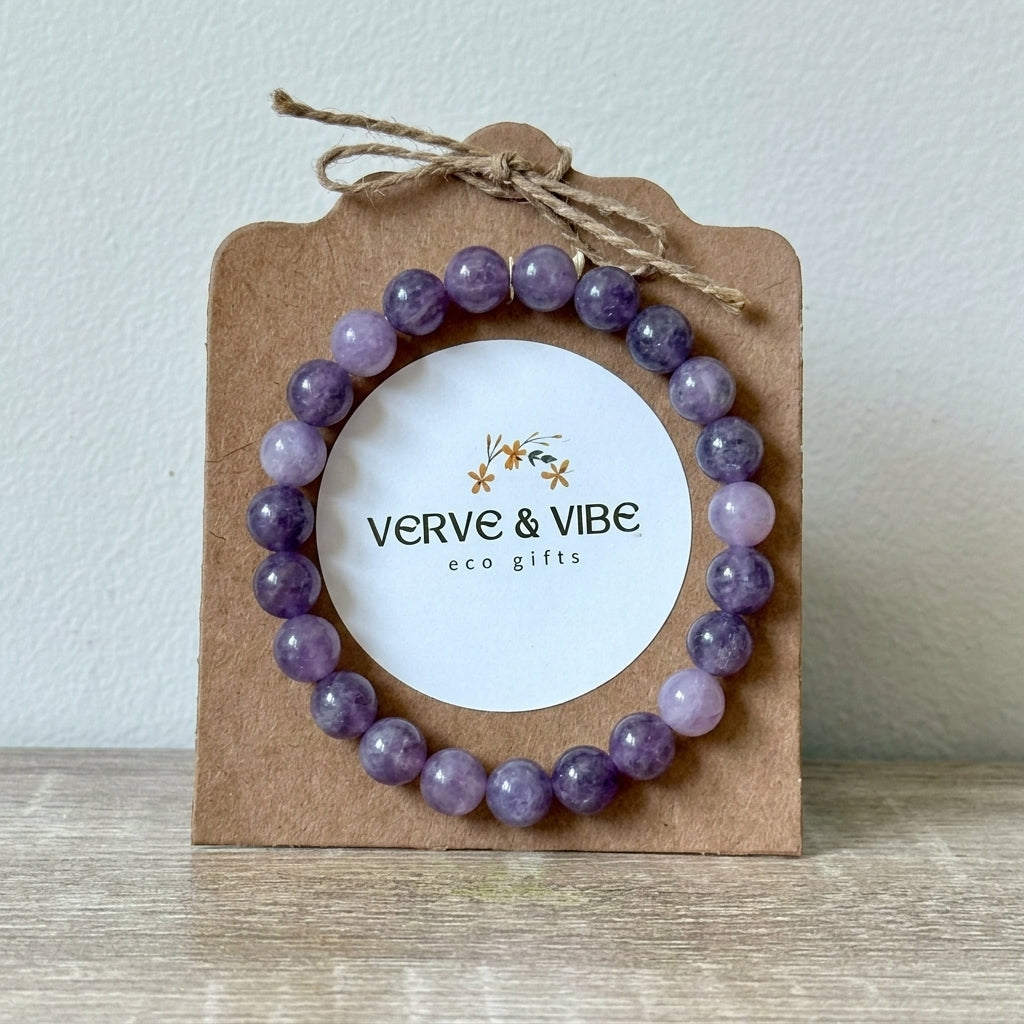 Natural Lepidolite, Purple - Semi Precious Stone Bracelet