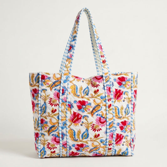 The Mélange - Hand-block Printed Quilted Cotton Tote