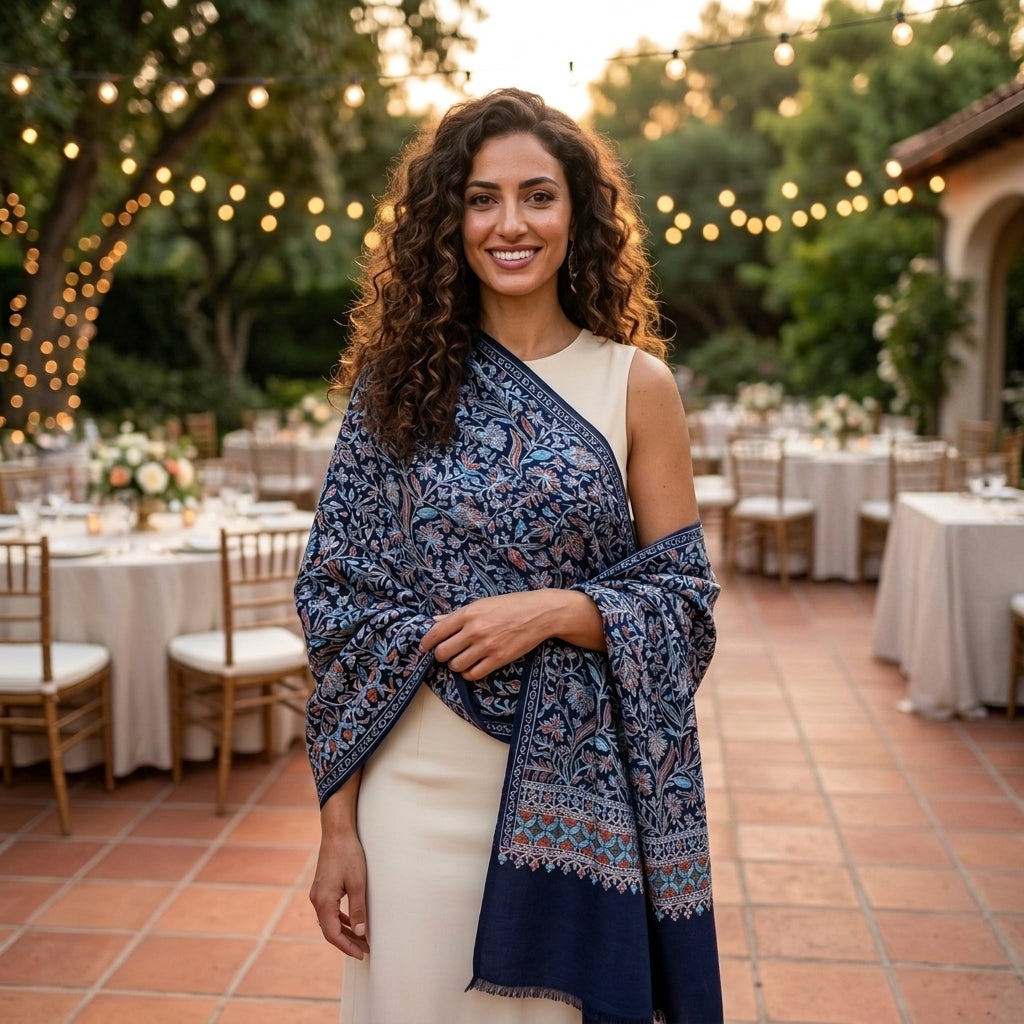 Heritage Nalki - Fine Cashmere Wool Shawl with Intricate Silk Embroidery
