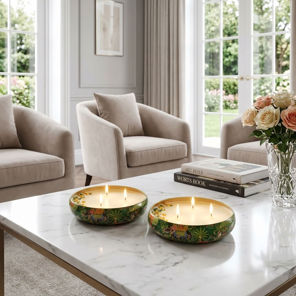 Emerald Glow - Luxe Soy Candle in Handcrafted Metal Urli Bowl