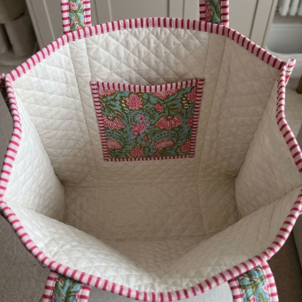 The Mélange - Hand-block Printed Quilted Cotton Tote