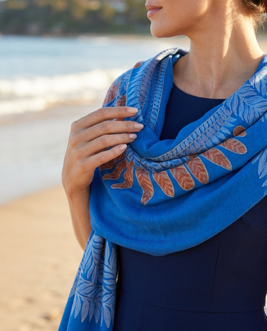 Eclectic Cashmira - Fine Cashmere Wool Shawl with Intricate Silk Embroidery