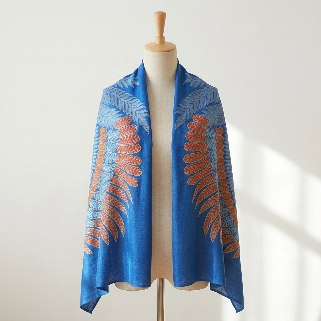 Eclectic Cashmira - Fine Cashmere Wool Shawl with Intricate Silk Embroidery