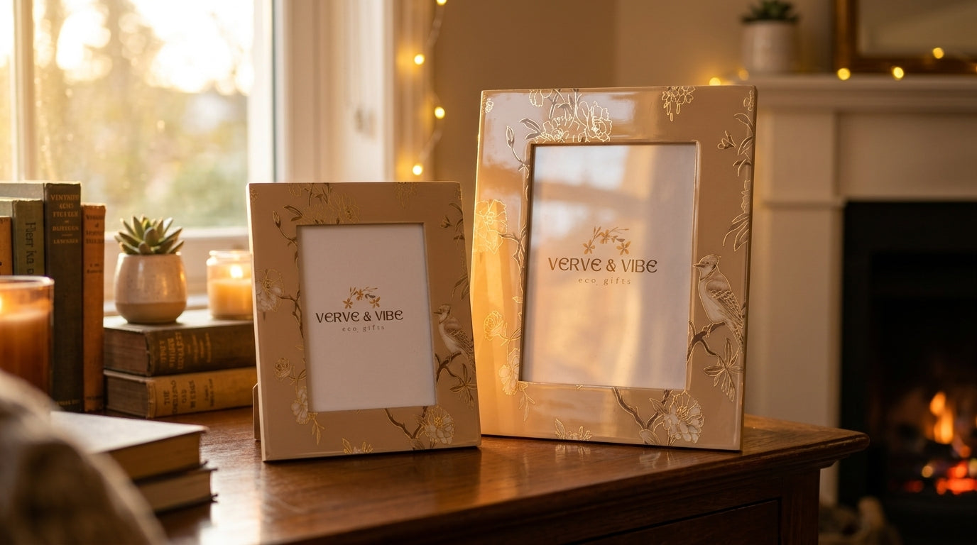 Gilded Latte - Luxe Gold Foil Accent, Handcrafted Wood Photo Frame