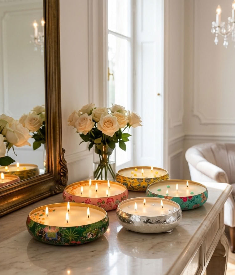 Lotus Lily - Luxe Soy Candle in Handcrafted Metal Urli Bowl