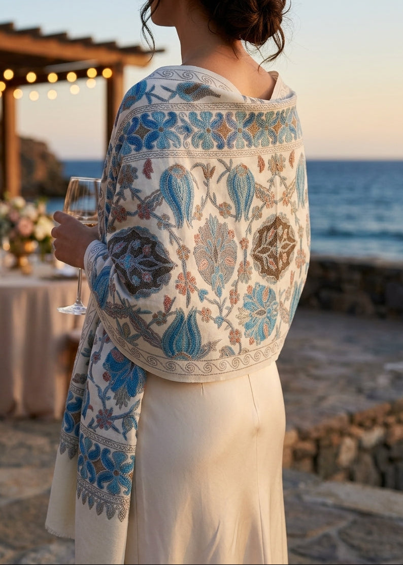 Heritage Nalki - Fine Cashmere Wool Shawl with Intricate Silk Embroidery