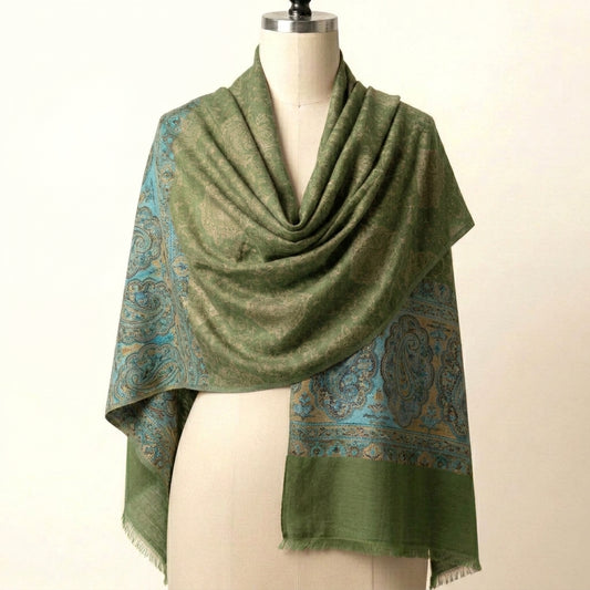 Graceful Amara - Fine Cashmere Wool Shawl with Jacquard Weave
