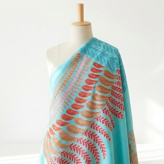 Eclectic Cashmira - Fine Cashmere Wool Shawl with Intricate Silk Embroidery