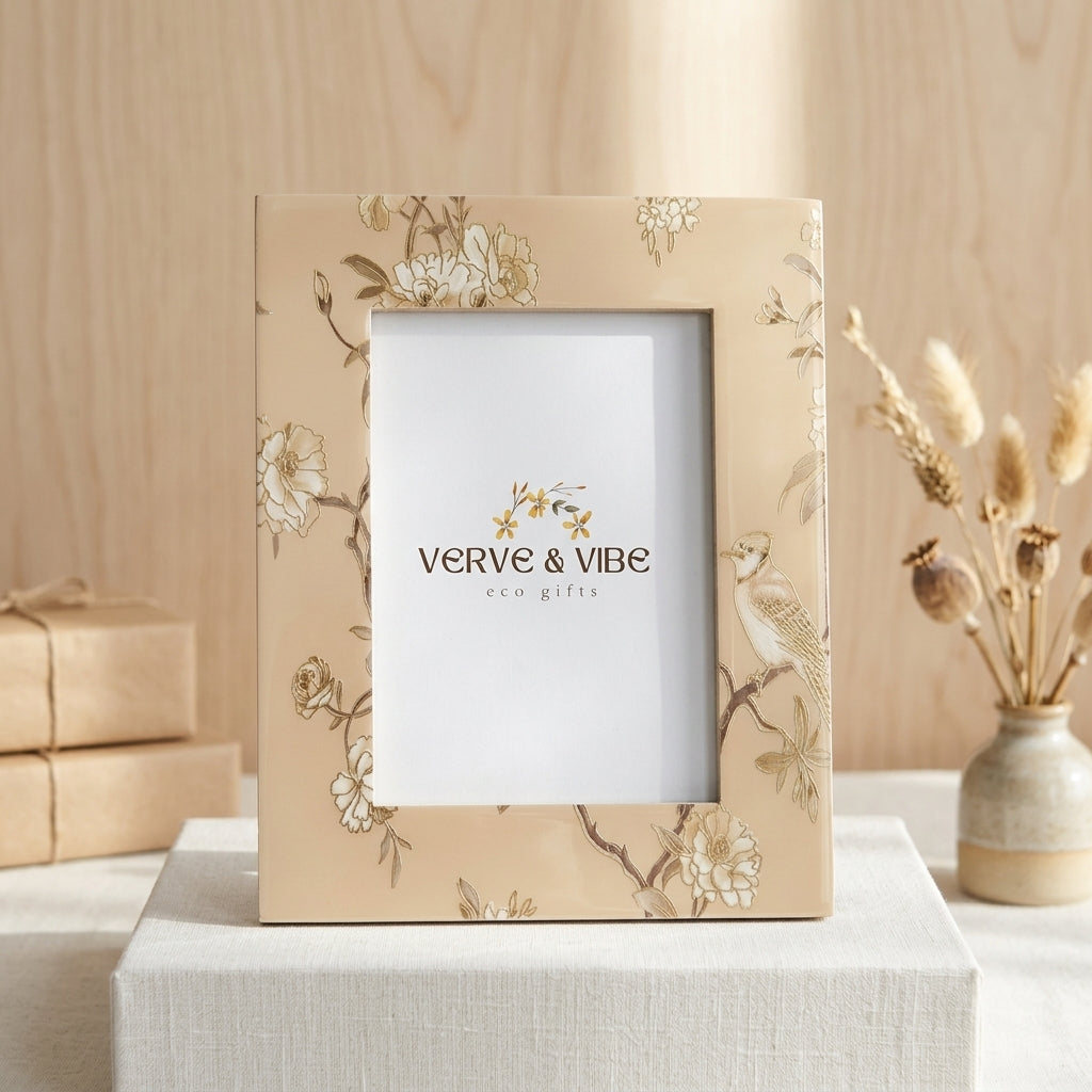 Gilded Latte - Luxe Gold Foil Accent, Handcrafted Wood Photo Frame