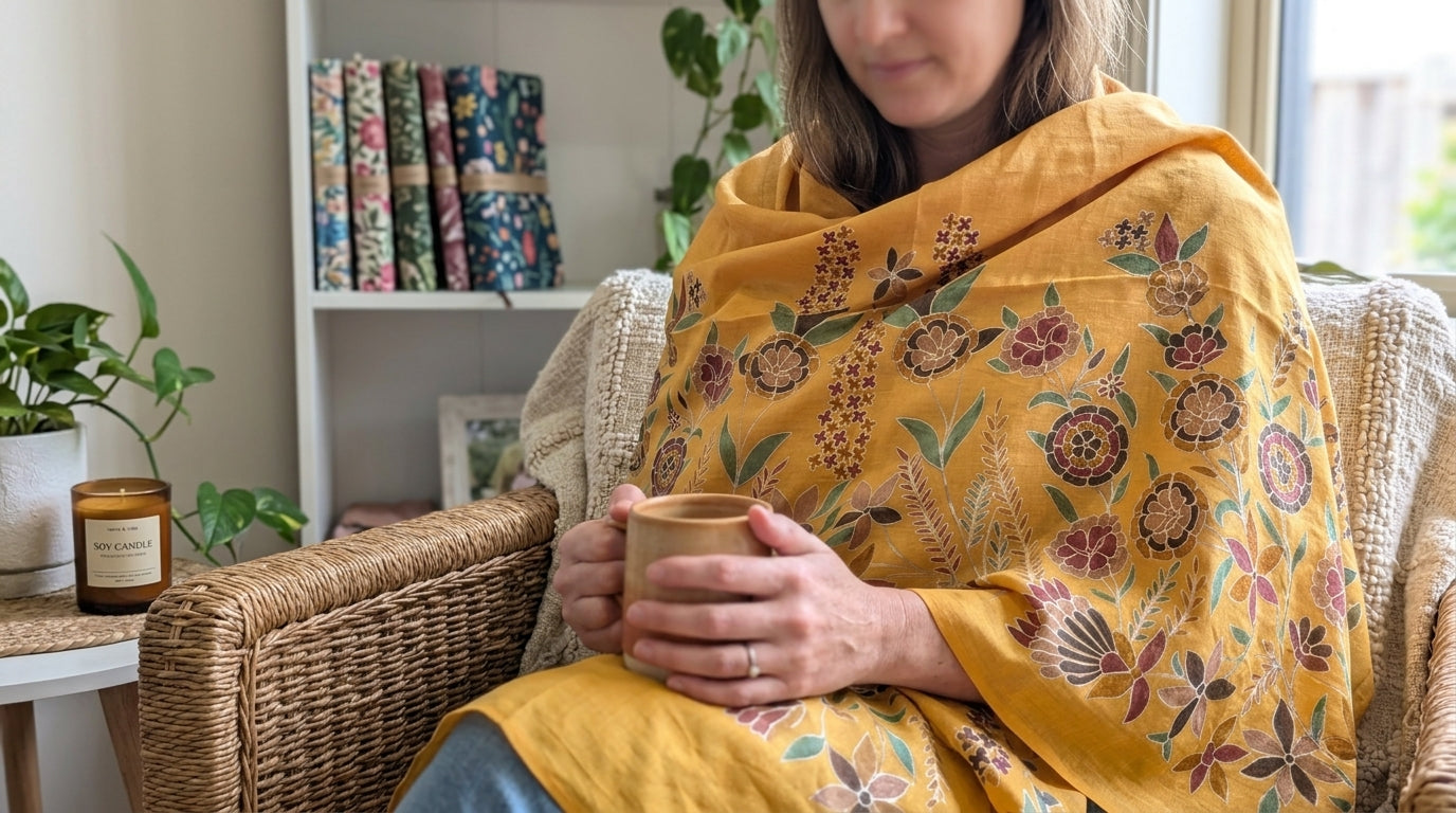 Charming Chinar - Fine Cashmere Wool Shawl with Intricate Silk Embroidery
