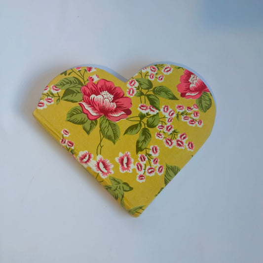 Sunny Florals - Heart-Shaped, Recycled Paper, Handmade Journal