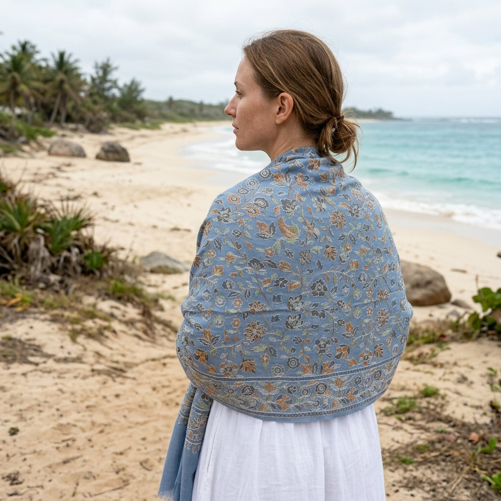 Heritage Nalki - Fine Cashmere Wool Shawl with Intricate Silk Embroidery
