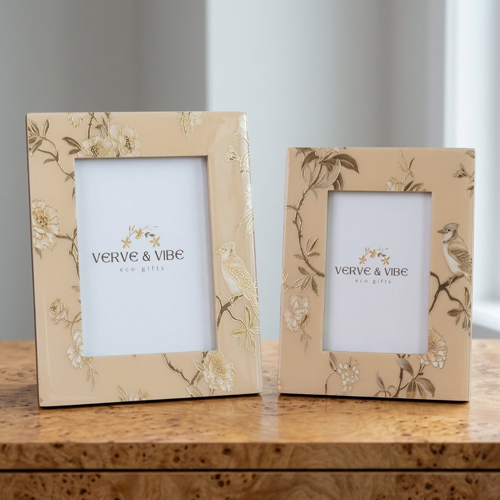 Gilded Latte - Luxe Gold Foil Accent, Handcrafted Wood Photo Frame