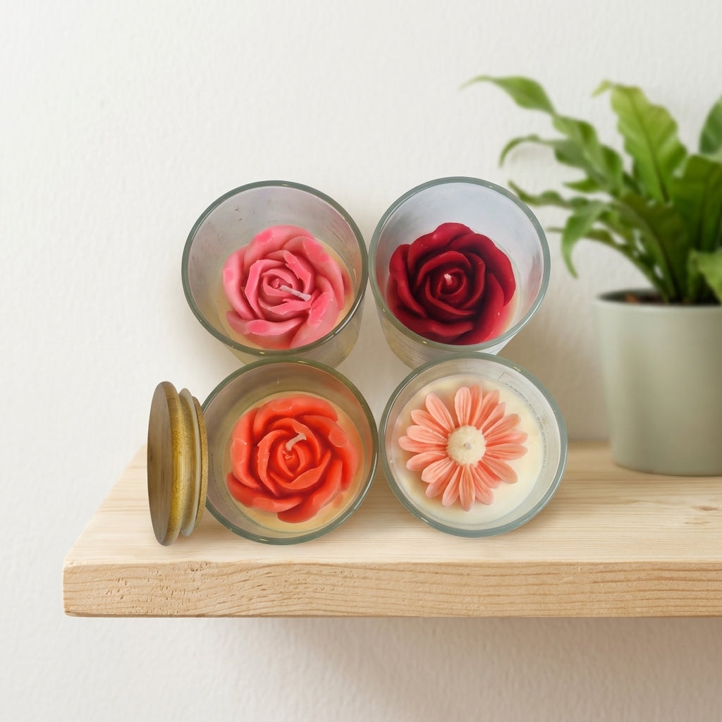 Blush Bloom Soy Candle – Glass Jar with Wooden Lid (400g, Gift Boxed)