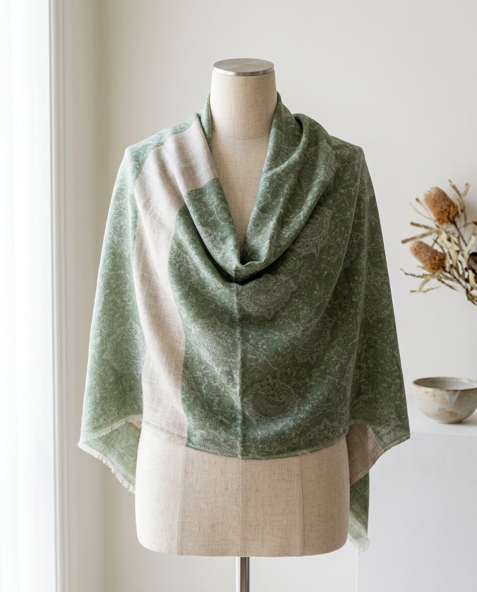 Elegant Eira - Fine Cashmere Wool Shawl with Jacquard Weave