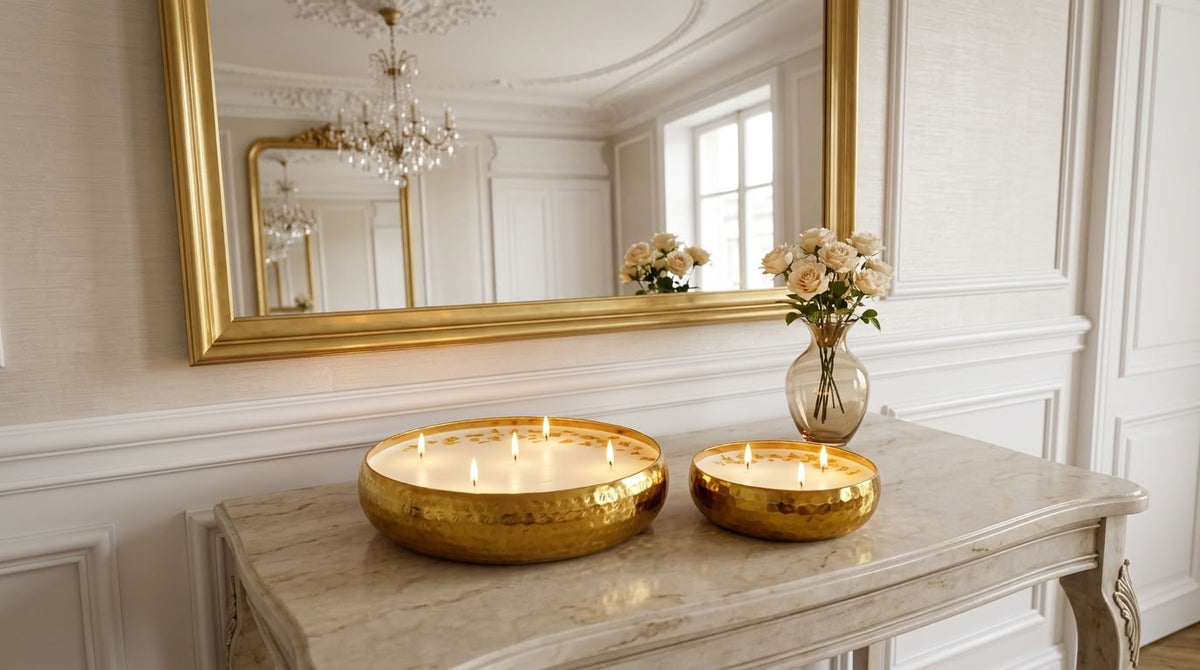 Gold Aura - Luxe Soy Candle in Handcrafted Metal Urli Bowl