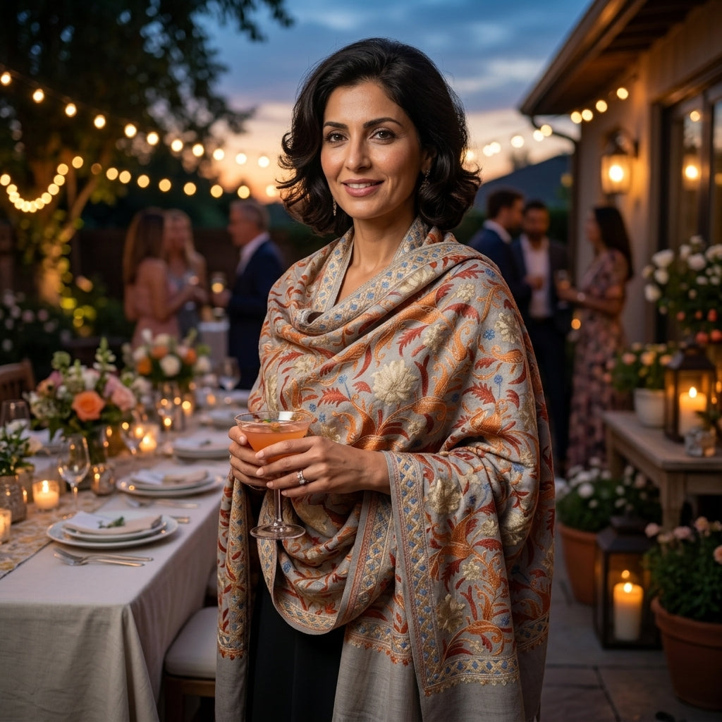 Heritage Nalki - Fine Cashmere Wool Shawl with Intricate Silk Embroidery