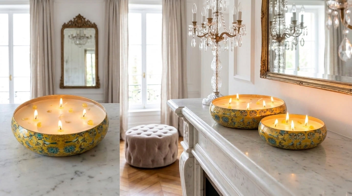 Sunlit Sky - Luxe Soy Candle in Handcrafted Metal Urli Bowl