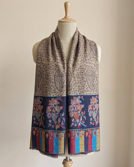Ambi Motif - Soft Shawl with Intricate Floral Motifs in Jacquard Weave
