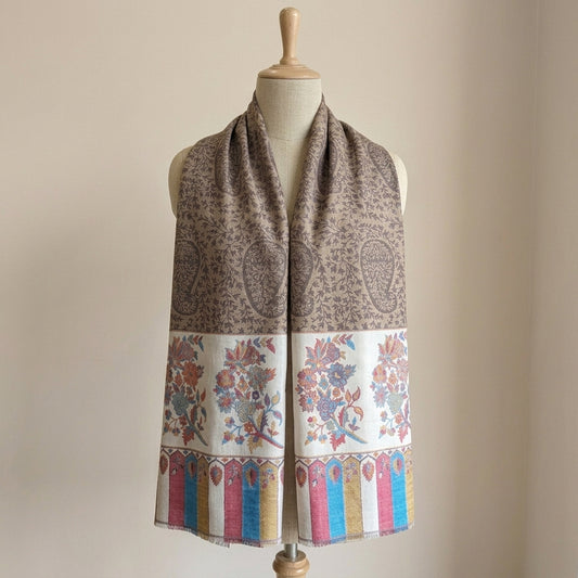 Ambi Motif - Soft Shawl with Intricate Floral Motifs in Jacquard Weave