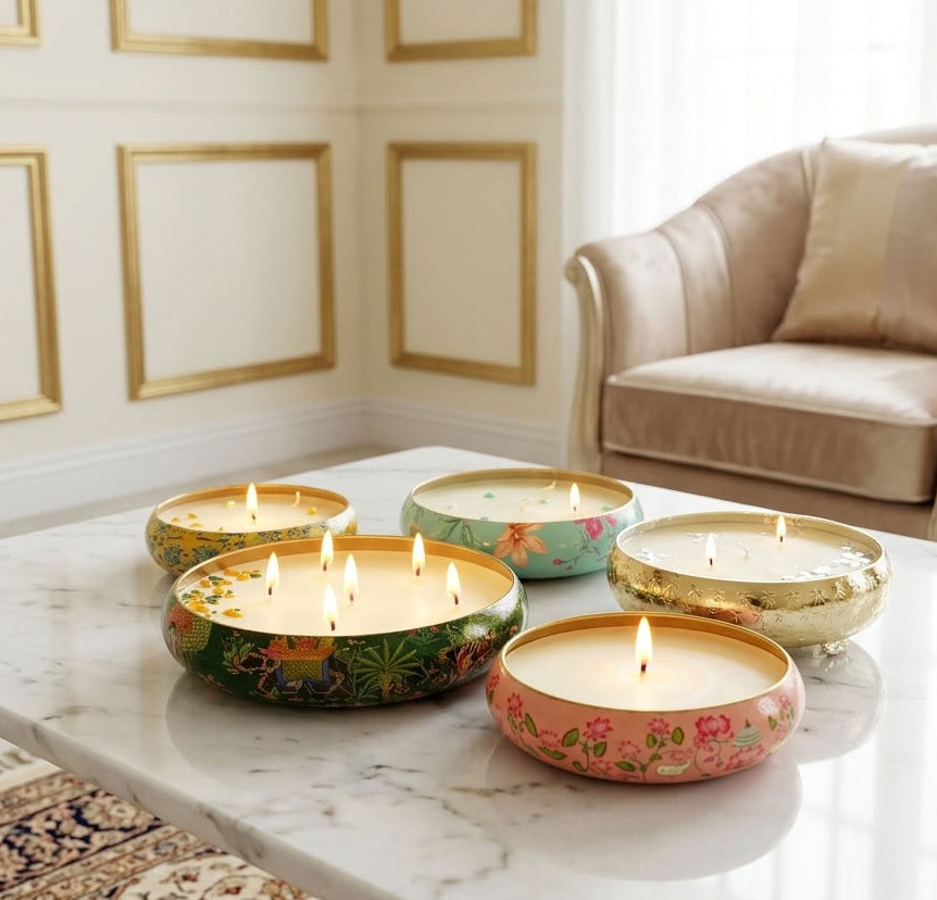 Lotus Lily - Luxe Soy Candle in Handcrafted Metal Urli Bowl