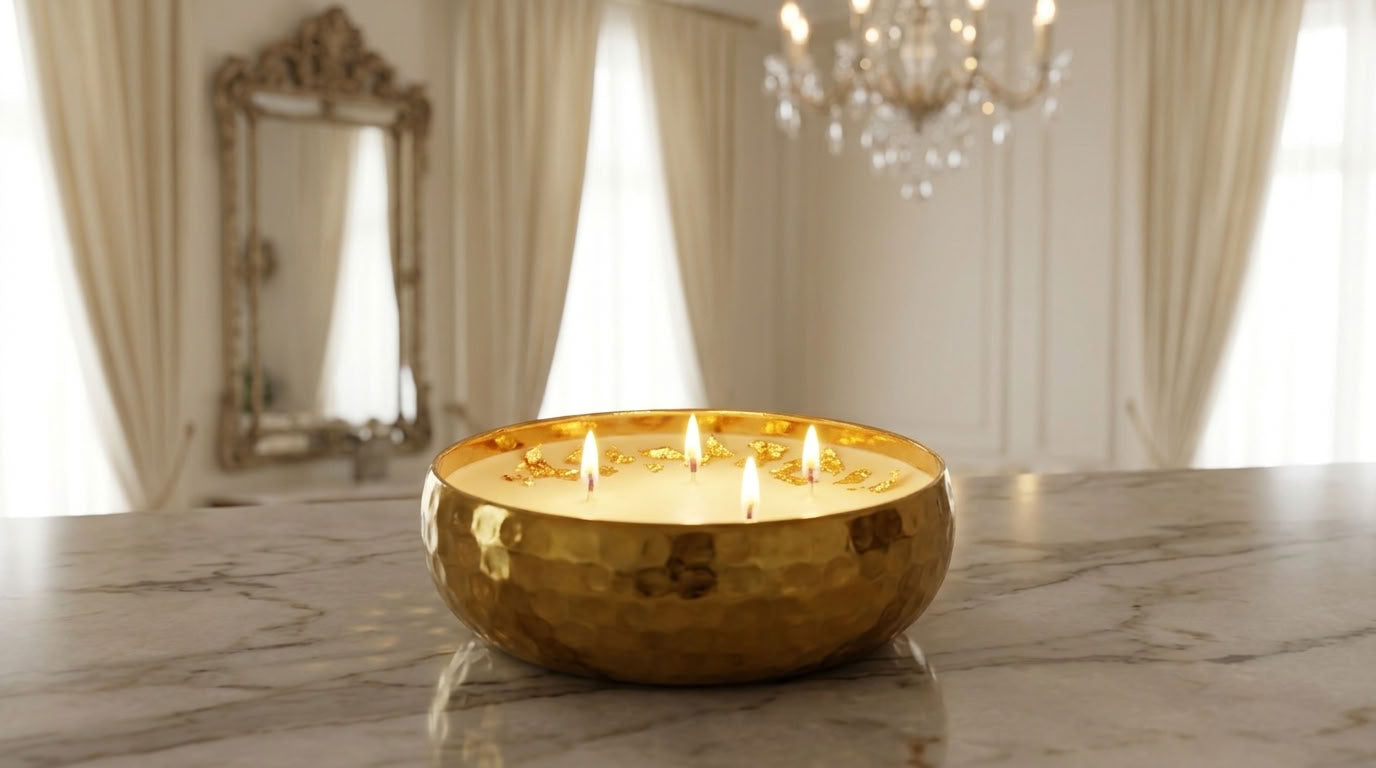 Gold Aura - Luxe Soy Candle in Handcrafted Metal Urli Bowl