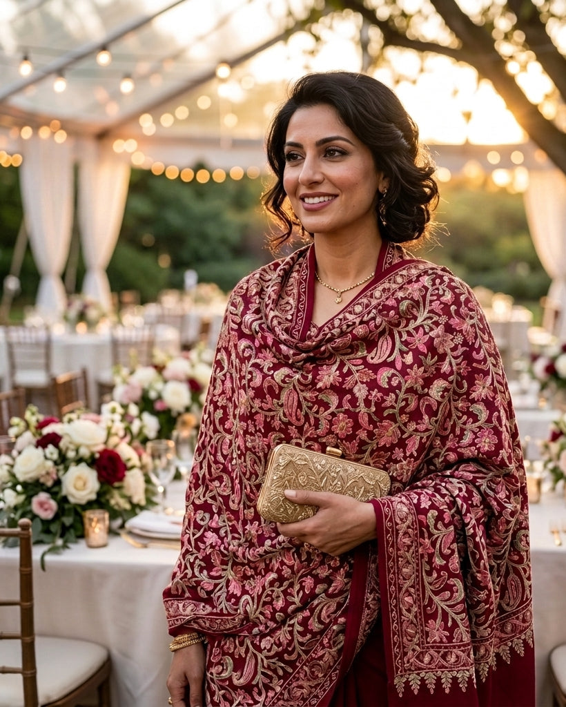 Heritage Nalki - Fine Cashmere Wool Shawl with Intricate Silk Embroidery