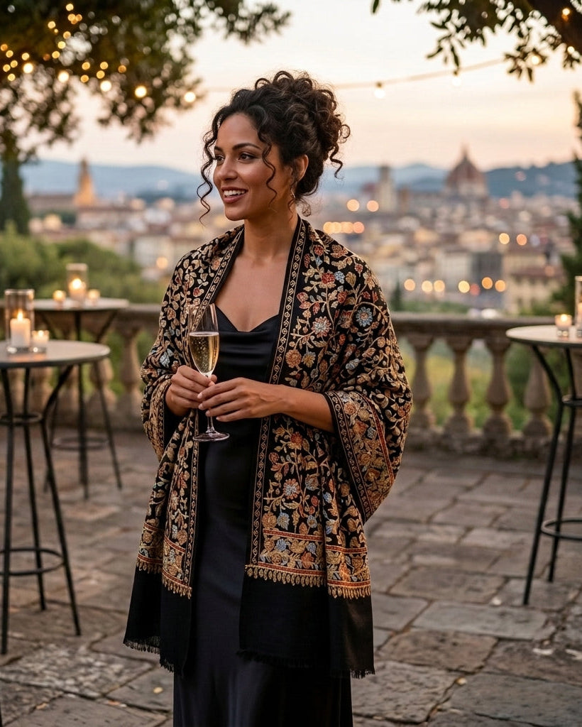 Heritage Nalki - Fine Cashmere Wool Shawl with Intricate Silk Embroidery
