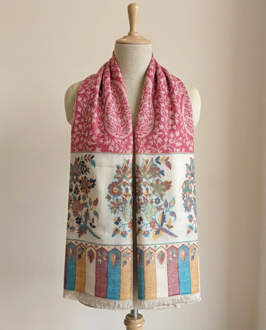 Ambi Motif - Soft Shawl with Intricate Floral Motifs in Jacquard Weave
