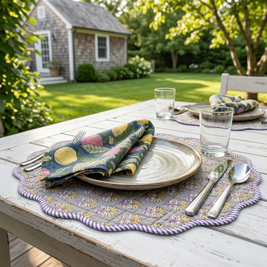 Lemon & Leaf - Hand-block Printed, Soft Cotton Napkins