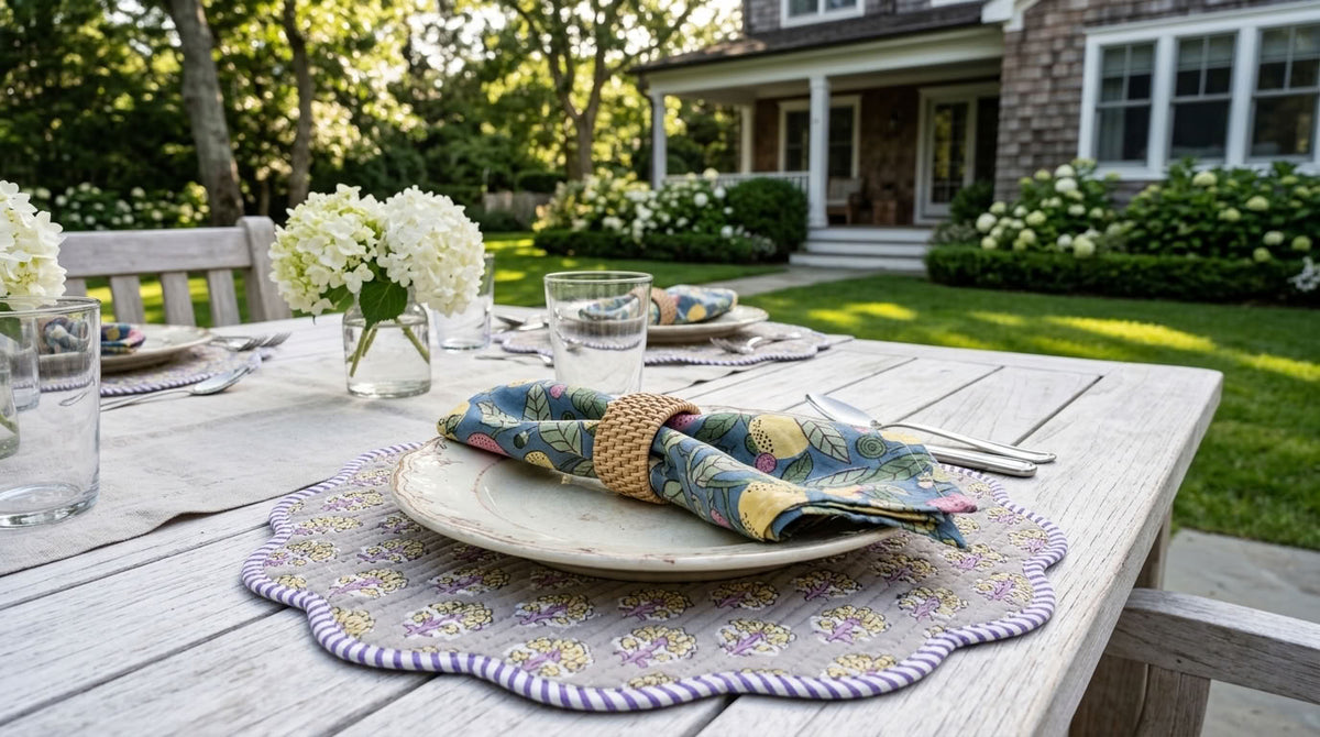 Lemon & Leaf - Hand-block Printed, Soft Cotton Napkins