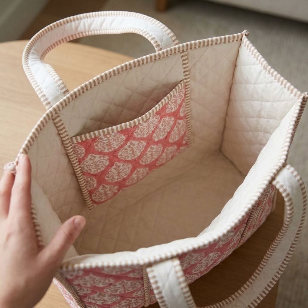 The Mélange - Hand-block Printed Quilted Cotton Tote