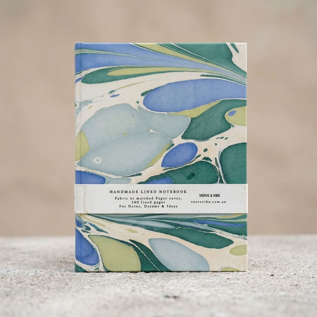Oceanic Reef - Marbled Cover, Handmade Journal & Notebook