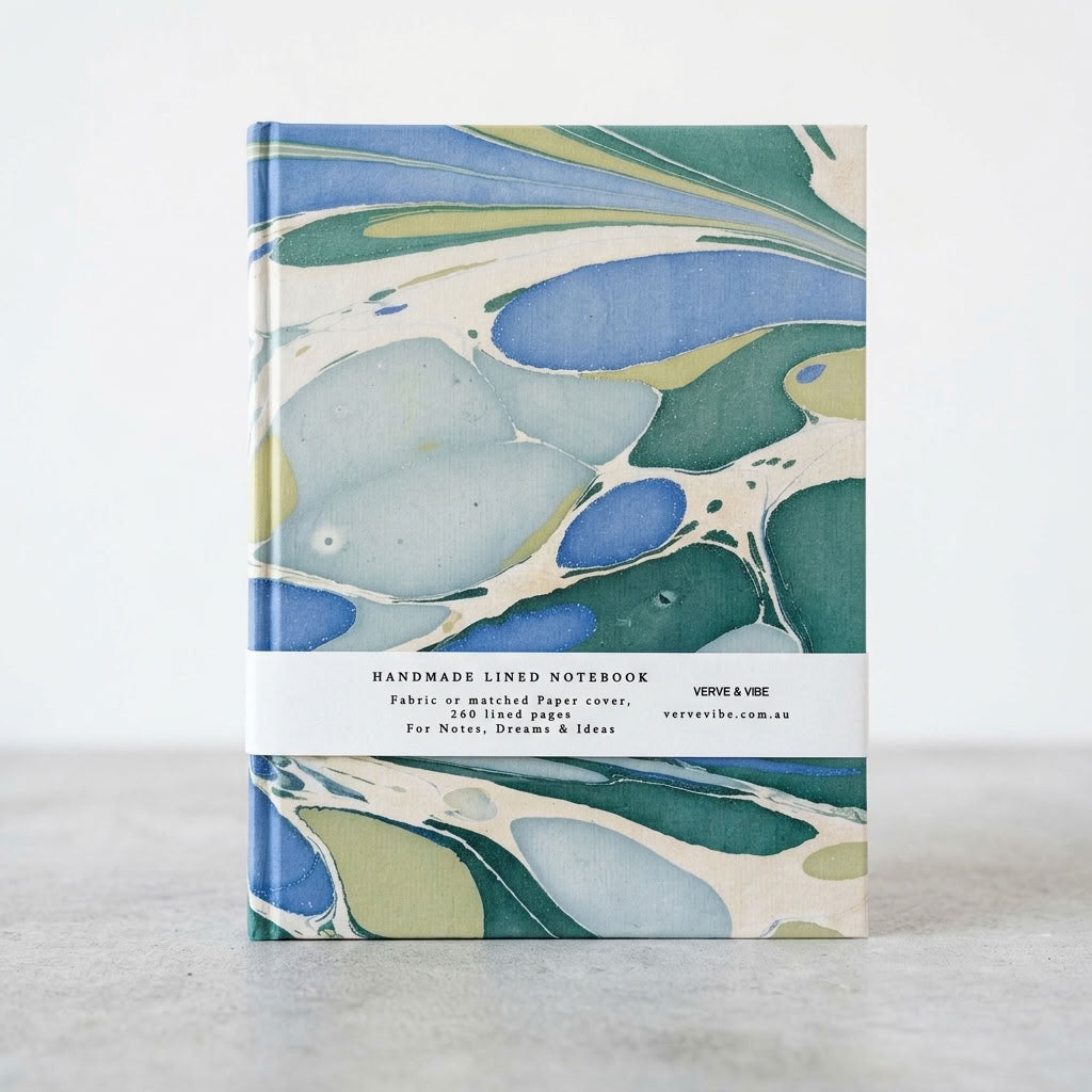 Oceanic Reef - Marbled Cover, Handmade Journal & Notebook